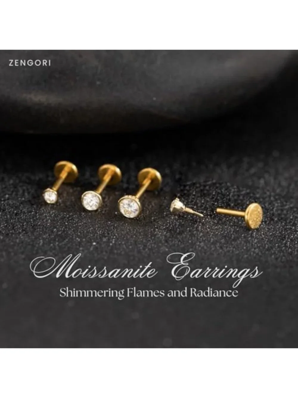 3PCS Moissanite Cartilage Earrings Set - 18G Threaded Titanium Studs